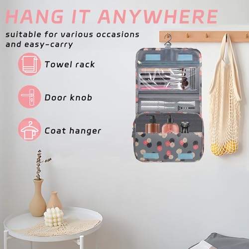 Image of Toiletry Bag Travel Bag with Hanging Hook for Women Men,Blue Flower