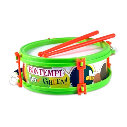 Bontempi | Tamburo Piccolo Green con Tracolla, Completo di Bacchette, Suono Realistico, Ø 150mm, Gioco Musicale per...