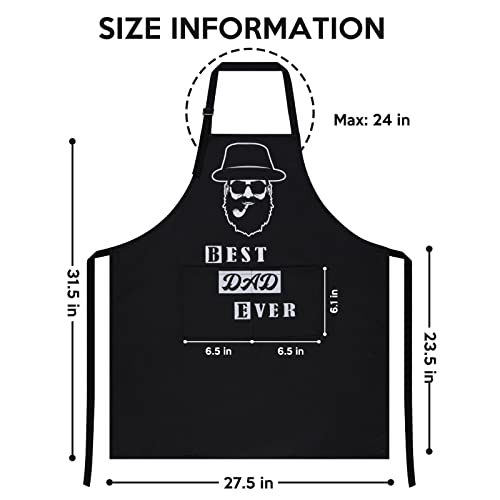 Aspmiz Fathers' Day Funny Kitchen Apron With Pocket, Black Chef Bib Apron For Father Men Dad Husband, Waterproof Adjustable Bbq Apron Cooking Apron For Grilling Gardening, Daddy Gift, 27.5" X 31.5" #TOP6