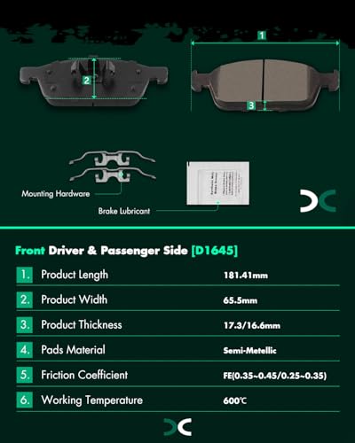 Image of SCITOO D1645 D1665 8PCS Front and Rear Semi-Metal Brake Pad Sets
