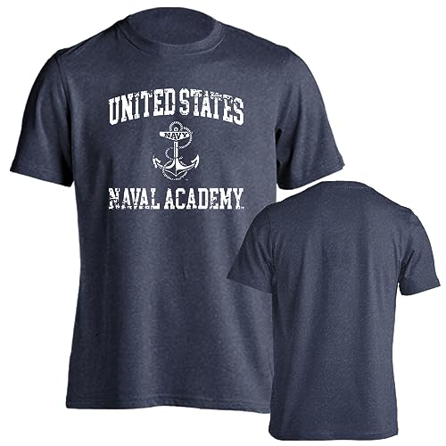 Sport Your Gear United States Naval Academy Navy Midshipmen Officially Licensed Distressed Retro Short Sleeve T-Shirt Game Day Tee Spirit Wear Fan Gear Apparel - Navy - X-Large