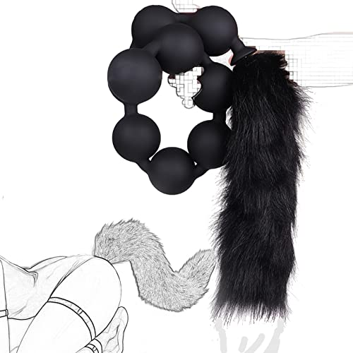 Plug anal super long en silicone liquide L avec 9 perles pour massage de la prostate