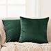 Produktbild Deconovo 2er Set Samt Kissenbezüge Sofa Kissenbezug Zierkissenbezüge Weich Design Dekor Schlafzimmer Wohnzimmer Couch Büro Waldgrün 40x40cm