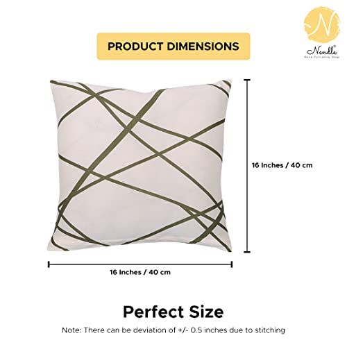 Image of Nendle Polyester Double Home Decor Striped Pattern 210 TC Cushion Covers 16 Inch X 16 Inch Set Of 5 (Beige, Pack Of 5)