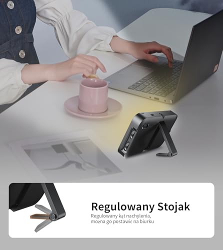 TONEOF Ulepszone światło do telefonu z miękką obudową i zintegrowaną podstawką, światłem aparatu, ładowalne światło do wideokonferencji o dużej jasności, przenośne światła do selfie