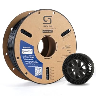 Siraya Tech Rebound PEBA 85A Flexible Filament, The Super TPU | Softer 85A Durometer for High Flexibility | 62% Energy Return, Lightweight, Nylon-Based Durability | 3D Printer Filament (Black, 800g)