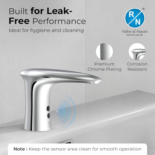 Image of RN Automatic Touchless Sensor Faucet for Wash Basin, Motion Sensor Bathroom Sink Tap, Hands-Free Smart Faucet with Chrome Finish, Water Saving Kitchen & Bath Fixture (Pillar Body.4)