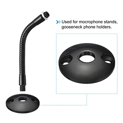 Patikil M10 Microphone Flange Mount, 2 Pack Female Thread Nut Screw Round Base Table Mounting For Microphone Gooseneck Hose Adapter, Aluminum Black #TOP4