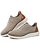 VILOCY Mens Casual Dress Tennis Shoes Slip on Walking Shoes Fashion Sneakers Hands Free Breeze Business Oxfords Mesh Comfortable Lightweight Breathable Khaki,EU49