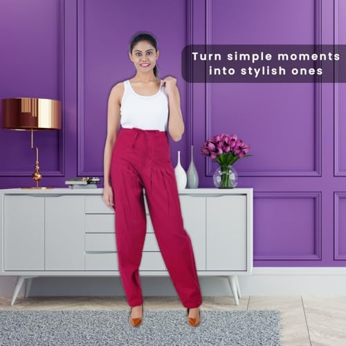 Image of Happy Bunny Salwar Pant - Modern Style Pure Cotton for Women - Ethnic Semi Patiala Trouser - Office,Home - All Day Comfort Wear with Drawstring