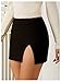 Floerns Women's Casual Skinny Low Rise Split Hem Mini Skirt Black Small