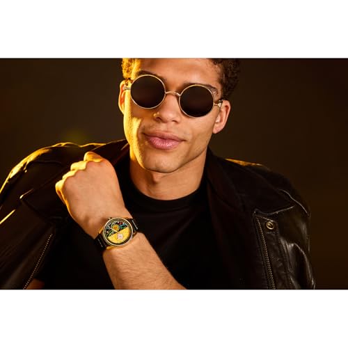 Image of Citizen Men's Eco-Drive Star Wars C-3PO Watch, Black Leather Strap, Yellow Dial, Day /Date (Model: BU4026-05W)