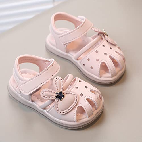 Baby Girl Boy Sandals Summer Outdoor Casual Beach Shoes with Flower Bowknot Non Slip Toddler First (Red, 6.5 Infant)2