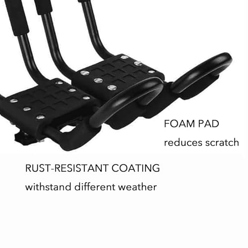 KZU 2 PCS Kayak Roof Rack, Surf Board Carrier, Canoe, Surf Board, Ski Board, Snow Board Holder on Roof Top, Mount Racks for Car, Truck J Bar with 4 pcs Tie Down Straps, NJD423 - Thumbnail 5