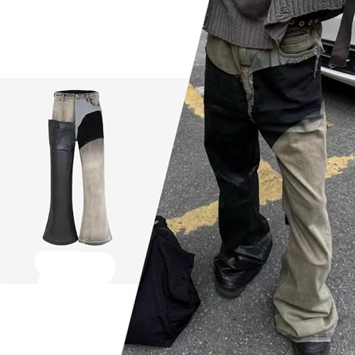 Spliced Coating Micro Layered Stacked Wax Pants for Men and Women s Equal Weight Jeans2