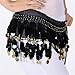 Women's Adjustable Sequin Tassel Waist Belt Skirt with Gold Coins for Belly Dancing Hip Scarf Performance