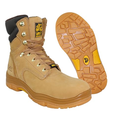 WOLF Work Boot | 100% Genuine Upper Leather | Oil Resistant | Electrical Hazards | Non-Slip Rubber Sole | Padded Collar | Construction | Industrial PPE