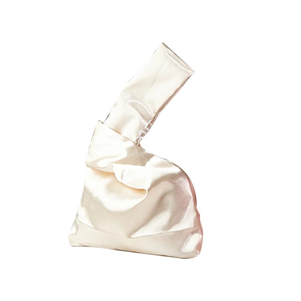 Women Wrist Bag Mini Knot Bag Vintage Silky Japanese Style Tote Bag Girl Key Phone Pouch Student Reusable Folding Shopping Bags(02)
