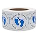 Hybsk 1.5 Inch Round Baby Shower Stickers, Thank You for Showering Us with So Much Love Blue Foot Print Total 500 Labels Per Roll (Blue Footprint)
