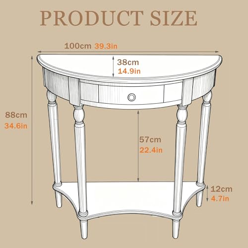 Mesa consola para entrada recibidor pasillo de madera maciza con cajón 3