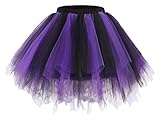 Bridesmay Mujeres Faldas Enaguas Cortas Tul Plisada Fiesta Tutu Ballet Skirt Black-Purple XL