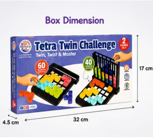 Image of Tetra Twin Challenge 2 Games in 1 Puzzle Game for Kids | 100 Puzzles & Solutions | Brain Teaser Logic & Problem Solving Game | Educational Board Game for Kids | Screen-Free Family Game