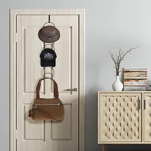 5 Pcs Cap Holders, Hat Holders, Black Hats Caps Hanging Organizer Display Storage Rack for Scarves Handbags Towels Clothes Ties with Hanging Hooks Adjustable, Cabinet Closet Organiser for Caps