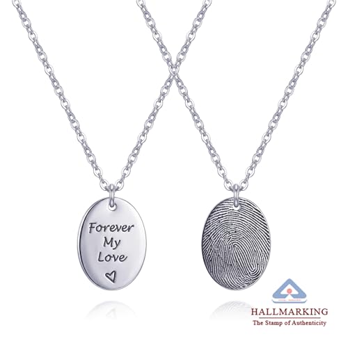 Image of TRUESILVER ACPL 925 Sterling Silver Personalised Necklace for Womens | Customized Engraved Charm Necklaces | Jewelry Gift for Anniversary Wedding Birthday