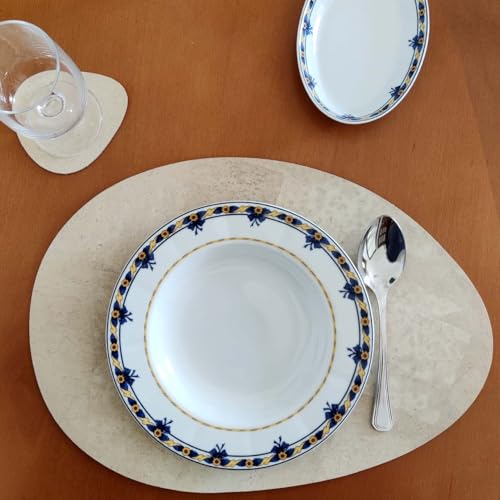 Sets de table en Cortiça crème ovales lavables et durables