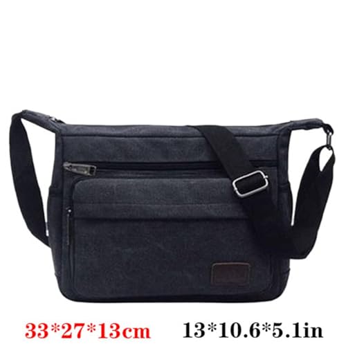 Sling Vintage Shoulder Bag for Men, Canvas, Messenger Crossbody Bag, Multi Pocket, for Travel Work Busines, 13 * 10.6in2