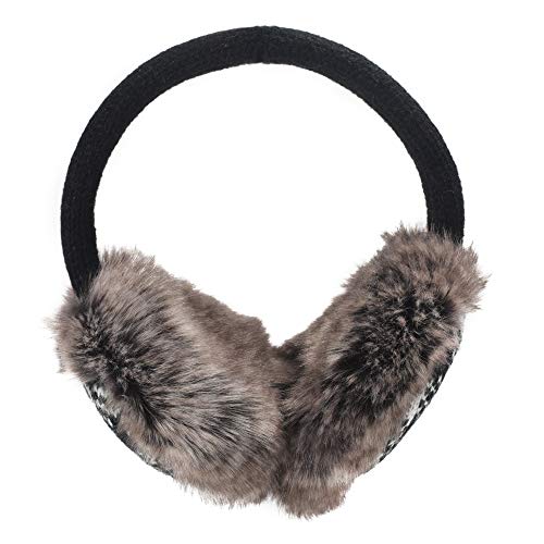 Zlyc Winter Faux Fur Adjustable Earmuffs Cute Knit Fuzzy Ear Muffs For Women Girls (Plaid White) #TOP2
