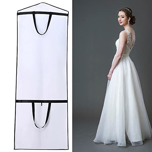 DAWNTREES Paquete de 2 fundas protectoras de almacenamiento para vestido de novia antipolvo de color blanco con bolsillo con cremallera Cover