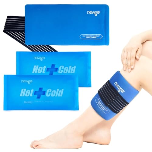 NEWGO Wiederverwendbare Kühlpads, 27,5 x 13,5 cm Weiche Gelpacks für Kalt- und Warmkompressen, Ideal für Verletzungen von Handgelenk, Arm, Knie, Nacken, Knöchel, Mehrfachanwendung, 2 Stück