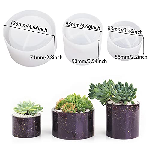 FineInno 3Pcs Silicone Planter Mold, Tealight Candle Holder Resin Mold, Concrete Mold for Succulent Potted, Roud Bowl Epoxy Mold for Jewelry Box, Brush/Pen Holder by FineInno - Image 5