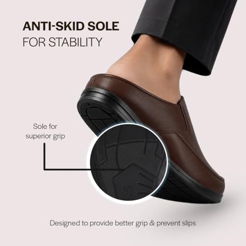 Image of FAUSTO Men Formal Back Open Memory Cushioned Insole Slip On Shoes | Office, Meetings, Event Slip Ons with Comfort All Day Long | Semi Formal Outfit Shoe, Anti Skid Rubber Sole