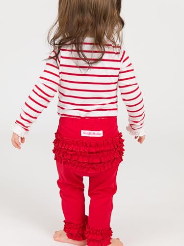 Image of RuffleButts Toddler Girl Merry & Bright Ruffle Leggings - Ankle Leggings | 75% Cotton 23% Spandex 2% Elastane, Breathable Lightweight, Elastic Waistband, Signature Rear Detail To 4T, Machine Washable