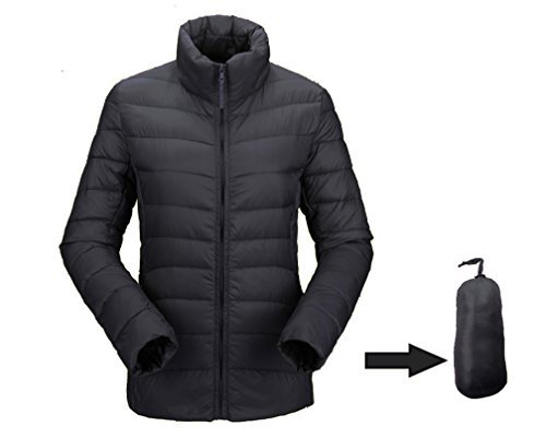 JJMG Women's Packabe Ultra Light Weight Down Coat Short Jacket Outwear Blazer (Medium, Black)