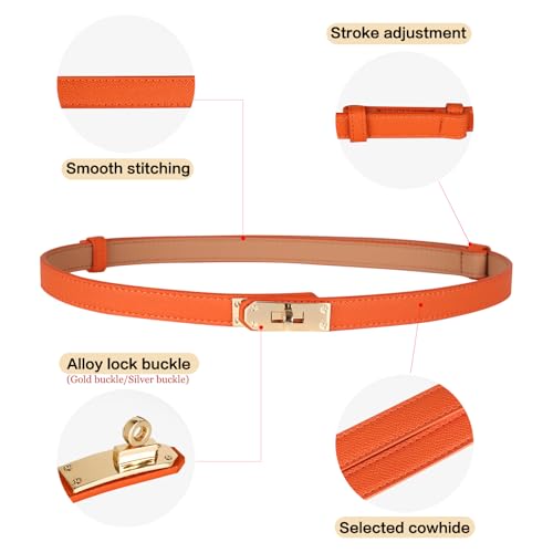 Image of Aurolran Women's Leather Belt with Buckle - Ideal for Dresses, Jeans, and Coats