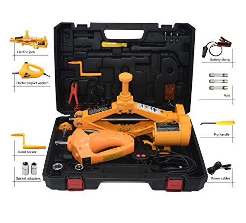 Beste Akku Cric électrique 2,5 t, 12 cm à 37 cm et 17 cm à 42 cm, avec visseuse à percussion électrique