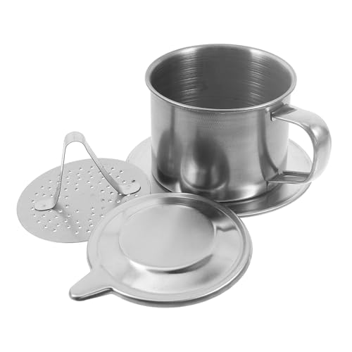 MAGICLULU Kaffeefiltermaschine Großzügige Kapazität Edelstahl mit Press Design und Präzisem Tropfsystem Silberfarbener Kaffee Kocher für Zuhause und Büro