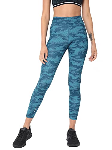 Image of CULT High Waist Running Tights with Side Pocket | Geometric Print | Breathable | Moisture-Wicking | Curved Hem
