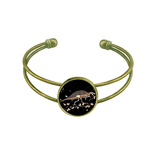 Hierba hueso fAsil de dinosaurio Pulsera Brazalete Retro Joyas De PuAo Abierto