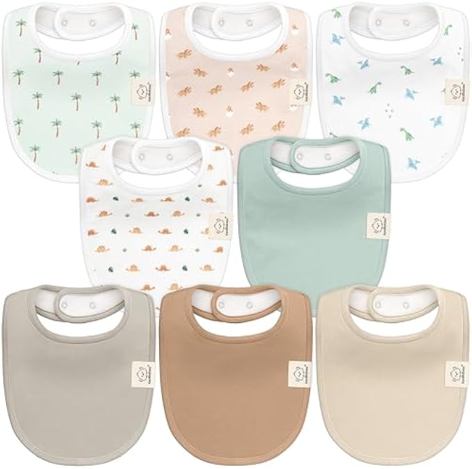 8-Pack Organic Baby Bibs for Boys, Girls - Soft Cotton Drooling and Teething Baby Bibs, Baby Girl Bibs, Baby Boy Bibs, Baby Drool Bibs for Baby Girl, Boy, Newborn Infant Bibs (Spring)
