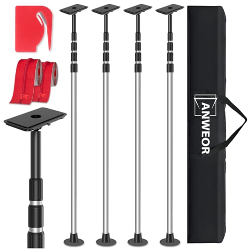 10FT Dust Barrier Poles Kit Spring Retractable Zipper Wall Poles Heavy-Duty Dust Barrier System with Patented Design 3-Section Telescopic Poles for Home Renovation Construction Remodeling Projects