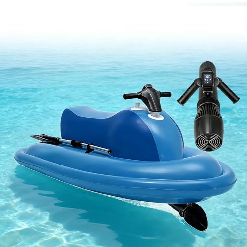 Sushangmao 2026 Nuevo Bote Inflable Jet Boat/Bote de Surf Eléctrico – Doble Aleta, Motor Eléctrico Sin Escobillas, Control Remoto 10 Velocidades, Batería 10000/16000mAh, 7-11 km/h 500w