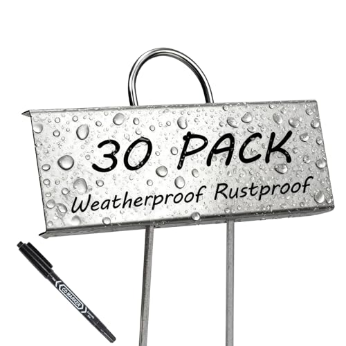 Bamworld Plant Labels Metal 30 Pack with Pen – Weatherproof Metal Plant Markers for Outdoor Plants – Reusable Garden Plant Tags – Durable Alternative to Wooden Plant Labels