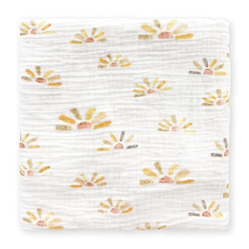 Image of SwaddleDesigns Cotton Muslin Swaddle Blanket, Receiving Blanket for Baby Boys & Girls, Best Registry Gift, 46x46 inches, Watercolor Butterum Sunny Days