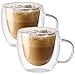 EESLL - Set di 2 tazzine da caffè in vetro termoisolante, a doppia parete, in vetro borosilicato trasparente, tazza da tè, con manico per caffè, succo e tè (150 ml)