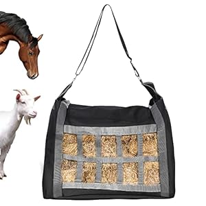 ASOOLL Horse Hay Bag, Slow Feed Feeder Tote Bags Large Capacity Feeding Bag for Horses Goat Alpacas,Horse Feed Bag for Trailer, Stall, and Fences,Hay Feeder with Retainable Straps for Hanging