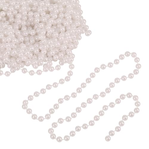 WedDecor White Christmas Metallic Bead Garland 9 Metres Shiny Pearl String for Xmas Tree Decoration, Beaded Tinsel Chain for Crafts, Ornaments, Holiday & For Festive Decor, 1pc